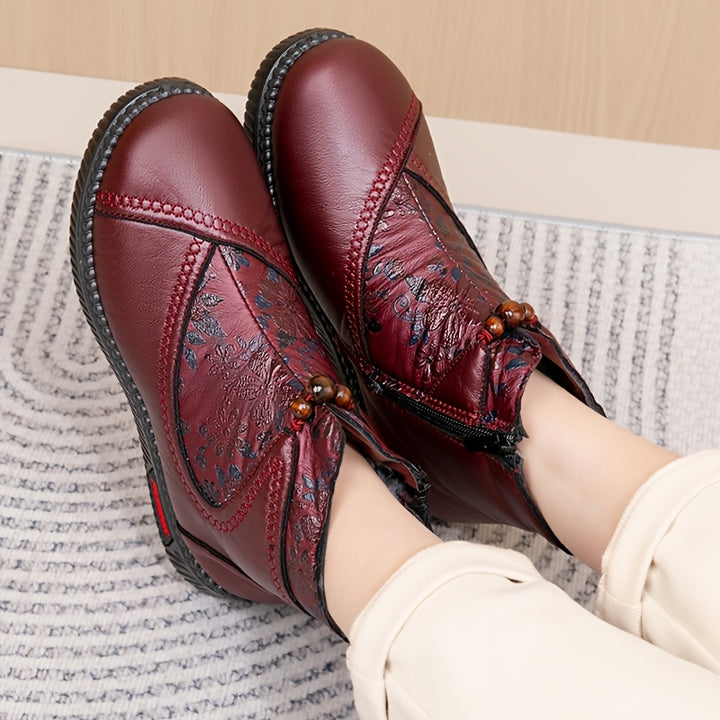 Women's Vintage Floral Winter Boots – Warm, Non-Slip & Comfortable Fit