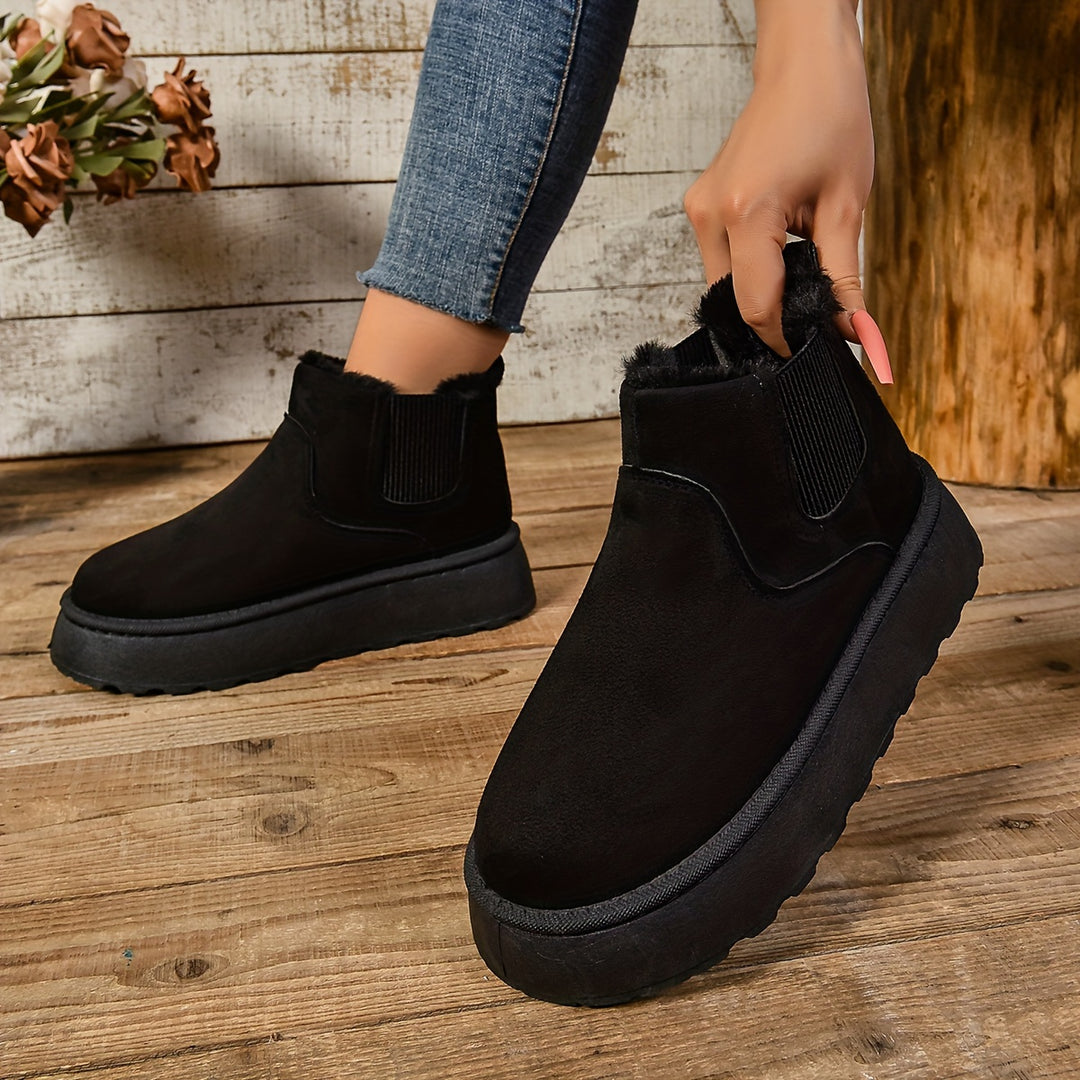Women's Warm Slip-On Ankle Boots – Non-Slip Winter Comfort Footwear