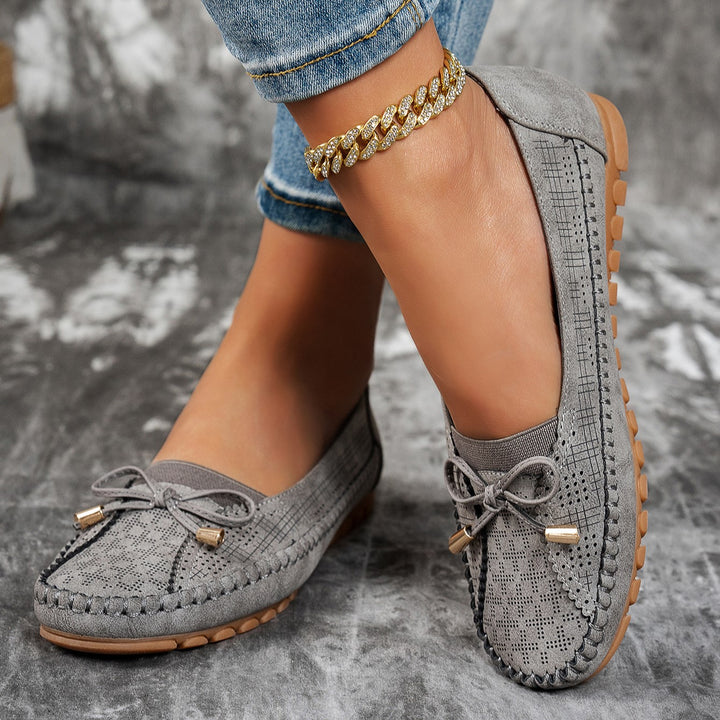 Women's Classic Solid-Color Bow Loafers – Comfortable Flat Shoes for Everyday Wear