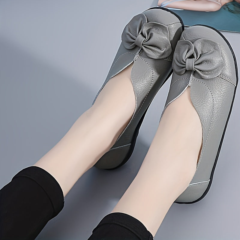 Women's Comfortable Bow Loafers – Lightweight Slip-On Casual Flats for Everyday Wear