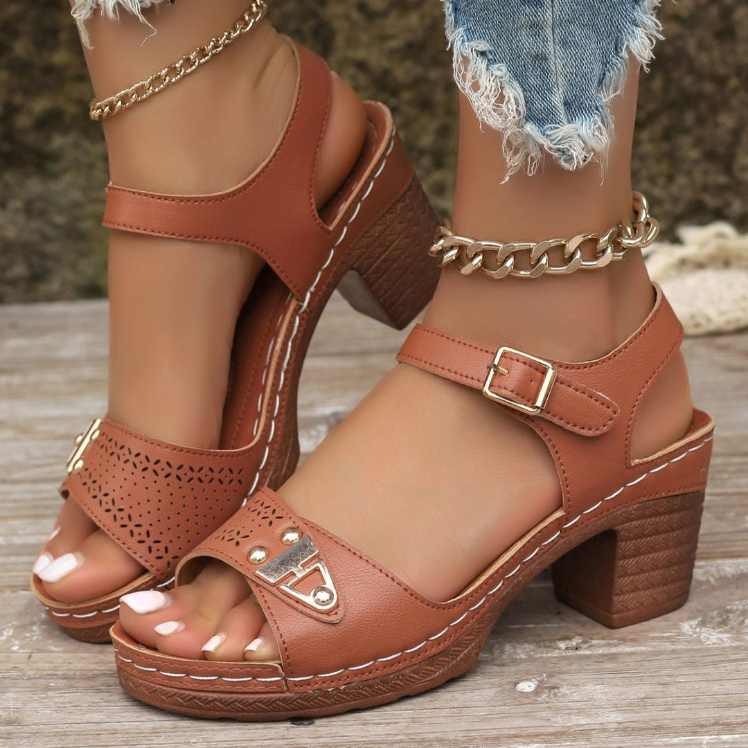 Women's Chunky Heel Sandals – Comfortable Casual Summer Shoes