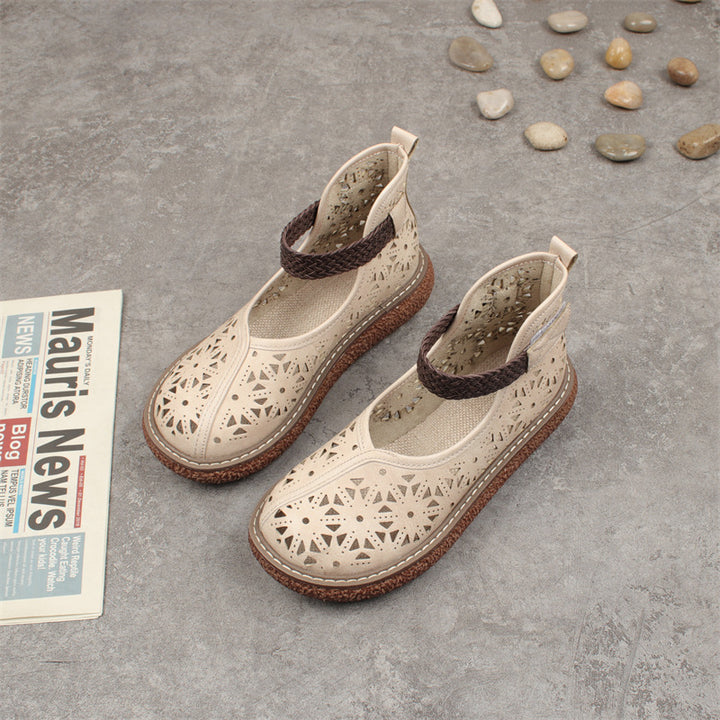 Women's Retro Hollow Round Toe High Top Sandals