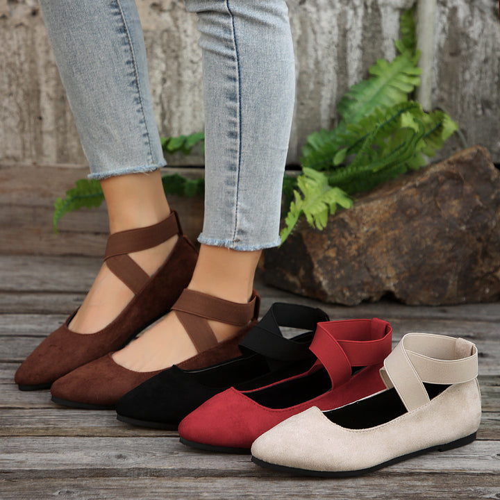 Women's Elastic Cross Strap Moccasins – Comfortable Slip-On Casual Shoes