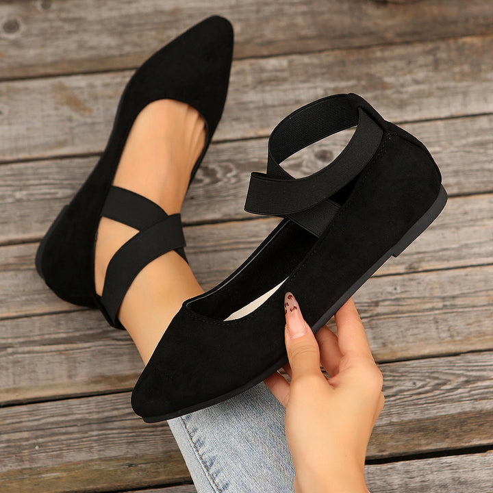 Women's Elastic Cross Strap Moccasins – Comfortable Slip-On Casual Shoes