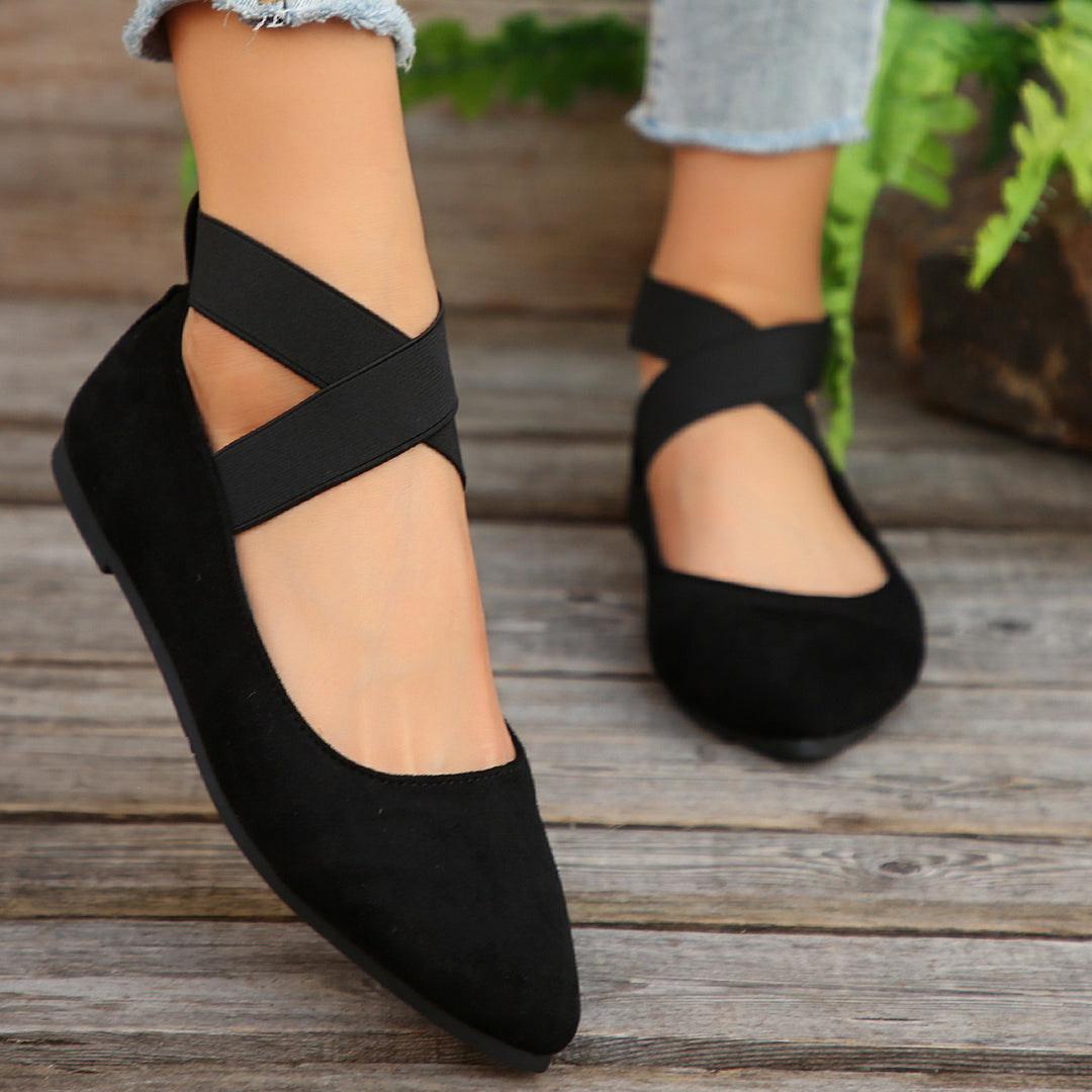 Women's Elastic Cross Strap Moccasins – Comfortable Slip-On Casual Shoes