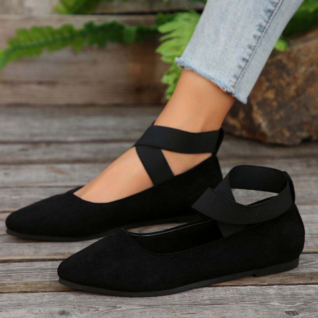 Women's Elastic Cross Strap Moccasins – Comfortable Slip-On Casual Shoes