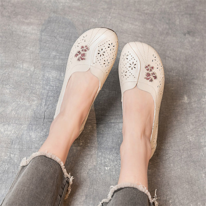 Summer Flat Non-slip Hollow Low-top Breathable Leather Sandals