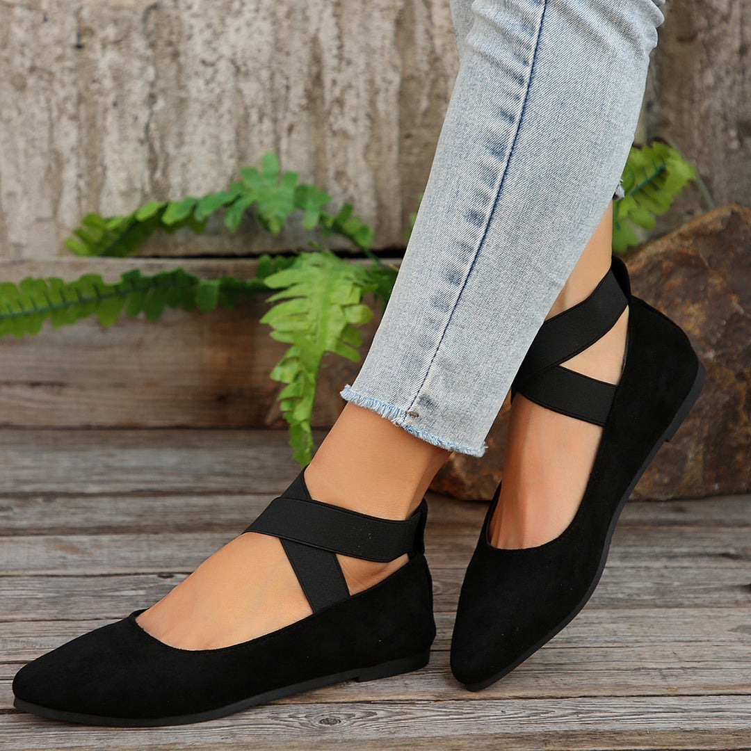 Women's Elastic Cross Strap Moccasins – Comfortable Slip-On Casual Shoes