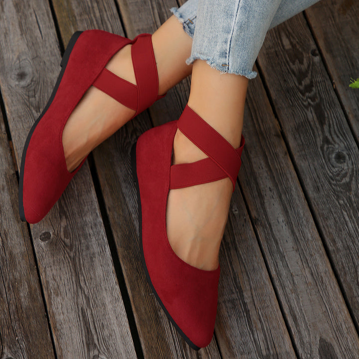 Women's Elastic Cross Strap Moccasins – Comfortable Slip-On Casual Shoes