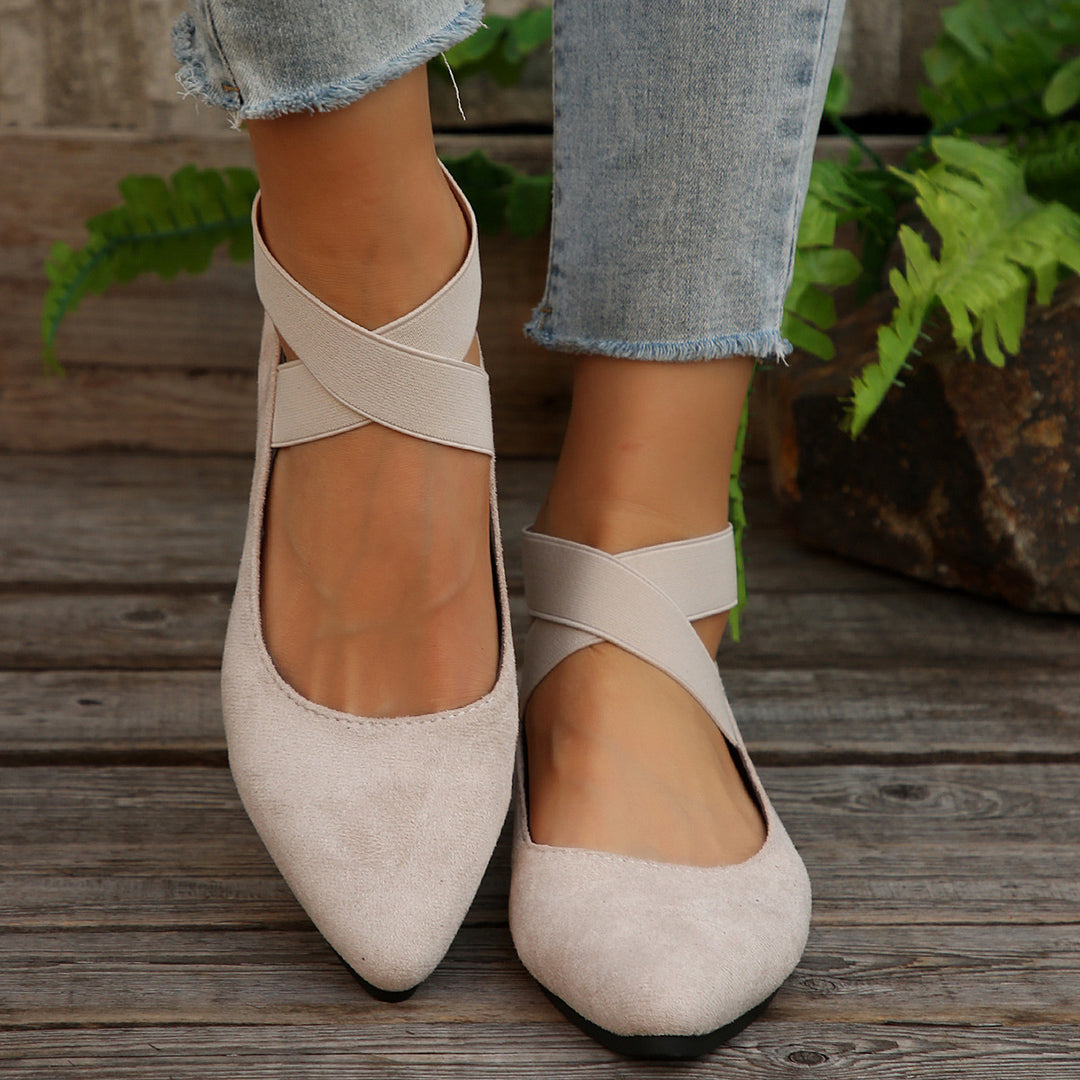 Women's Elastic Cross Strap Moccasins – Comfortable Slip-On Casual Shoes