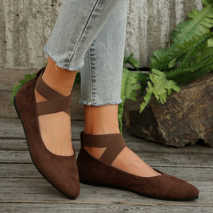 Women's Elastic Cross Strap Moccasins – Comfortable Slip-On Casual Shoes