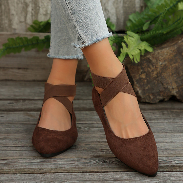 Women's Elastic Cross Strap Moccasins – Comfortable Slip-On Casual Shoes