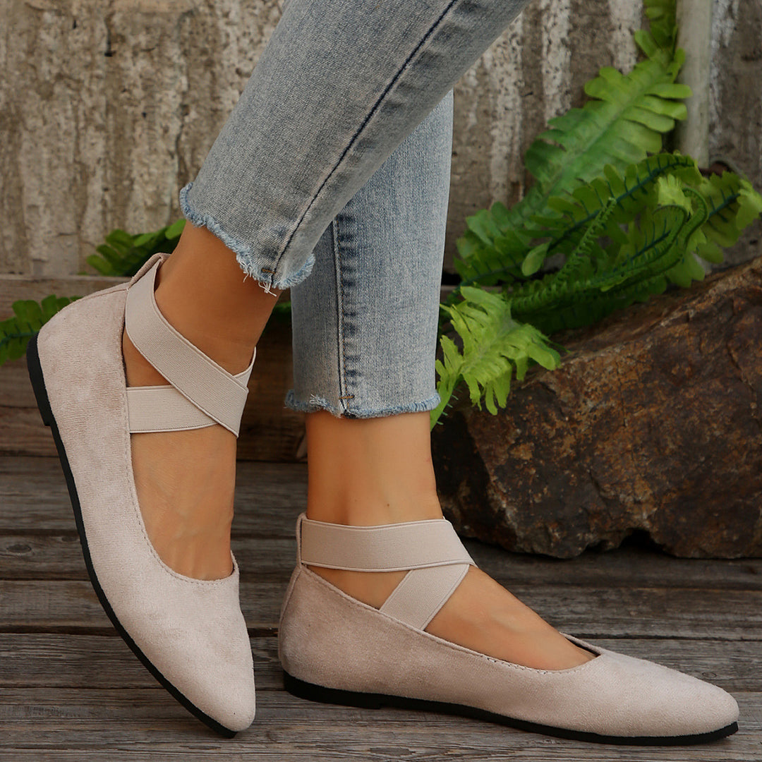 Women's Elastic Cross Strap Moccasins – Comfortable Slip-On Casual Shoes