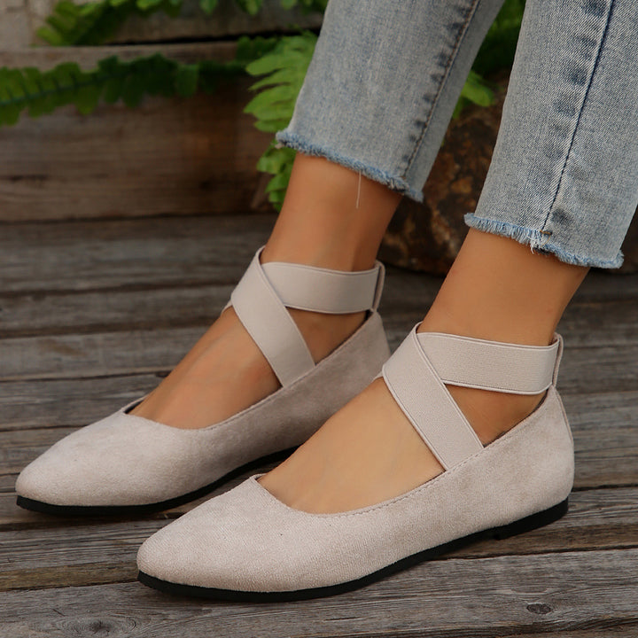 Women's Elastic Cross Strap Moccasins – Comfortable Slip-On Casual Shoes