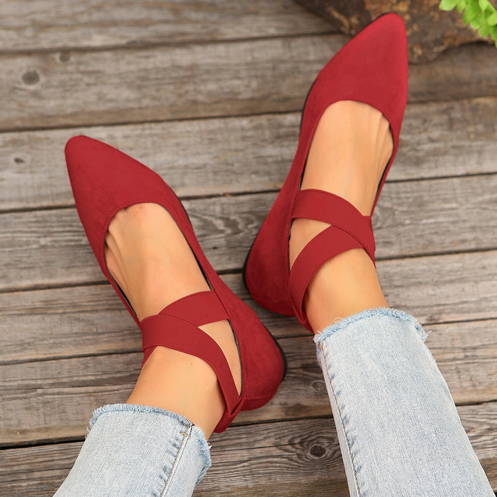 Women's Elastic Cross Strap Moccasins – Comfortable Slip-On Casual Shoes