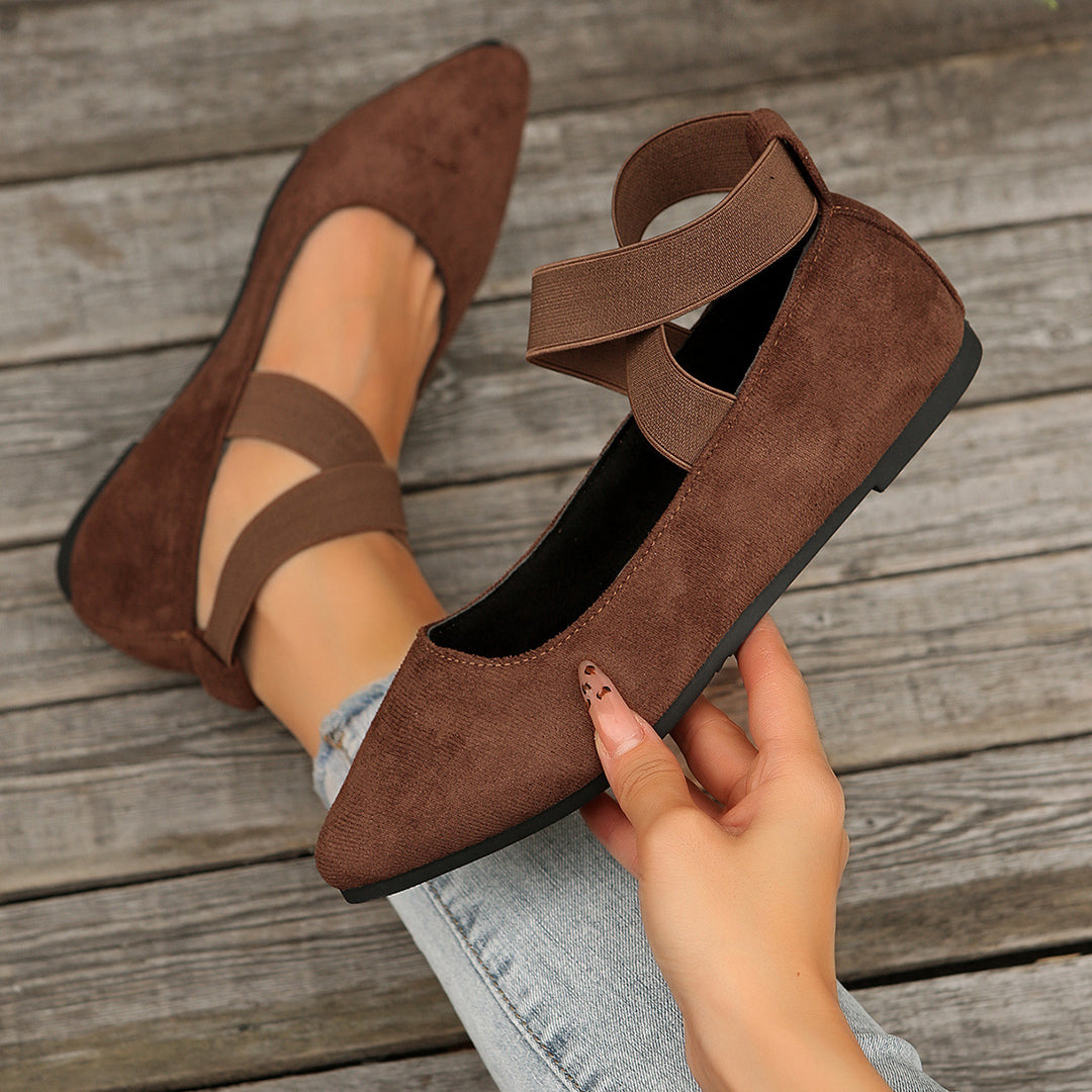 Women's Elastic Cross Strap Moccasins – Comfortable Slip-On Casual Shoes