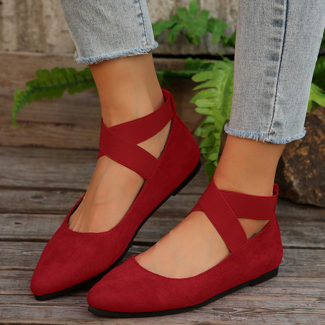 Women's Elastic Cross Strap Moccasins – Comfortable Slip-On Casual Shoes