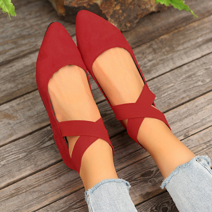 Women's Elastic Cross Strap Moccasins – Comfortable Slip-On Casual Shoes