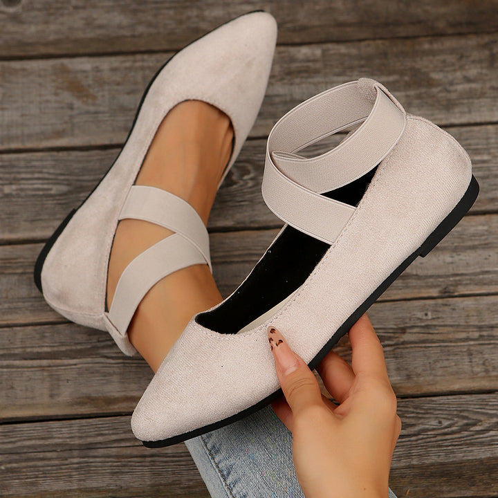 Women's Elastic Cross Strap Moccasins – Comfortable Slip-On Casual Shoes