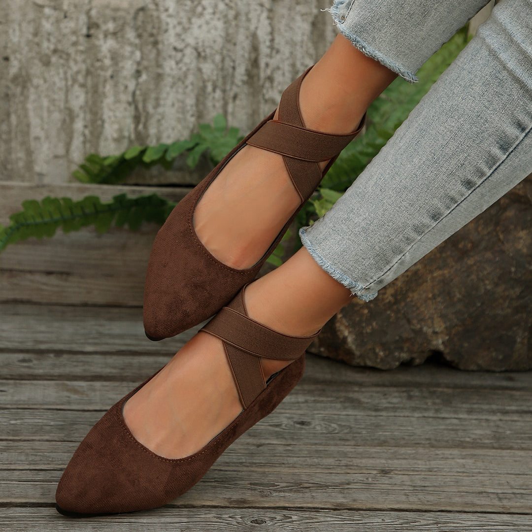 Women's Elastic Cross Strap Moccasins – Comfortable Slip-On Casual Shoes