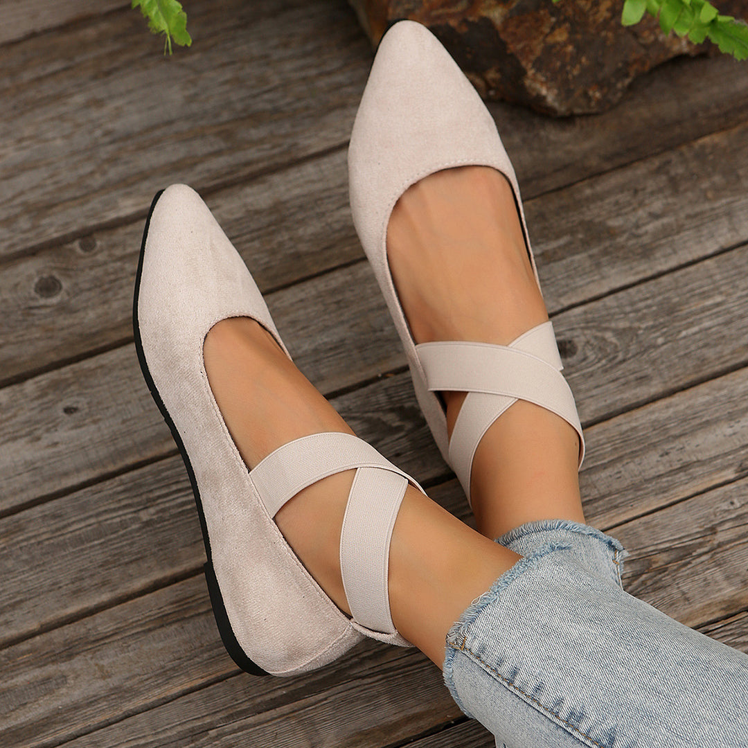 Women's Elastic Cross Strap Moccasins – Comfortable Slip-On Casual Shoes