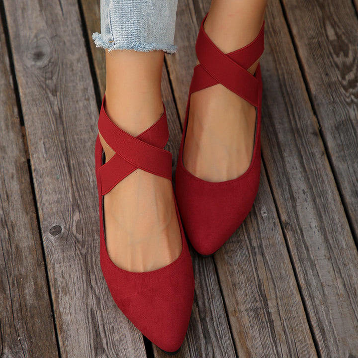 Women's Elastic Cross Strap Moccasins – Comfortable Slip-On Casual Shoes