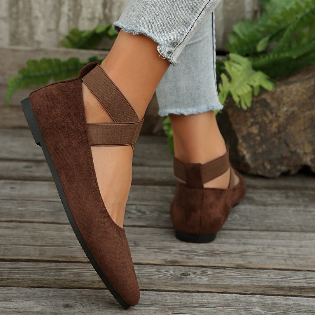 Women's Elastic Cross Strap Moccasins – Comfortable Slip-On Casual Shoes