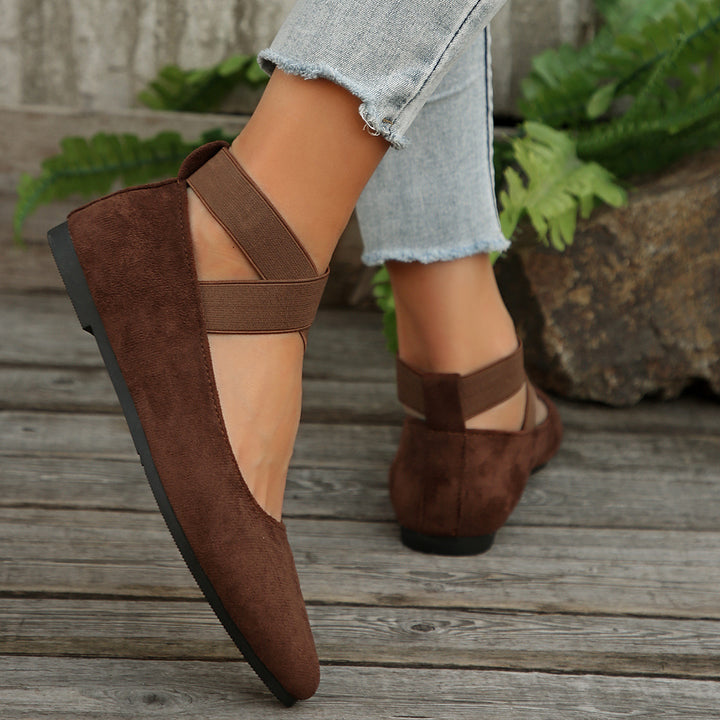 Women's Elastic Cross Strap Moccasins – Comfortable Slip-On Casual Shoes