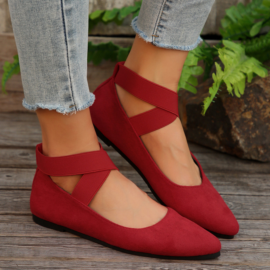 Women's Elastic Cross Strap Moccasins – Comfortable Slip-On Casual Shoes