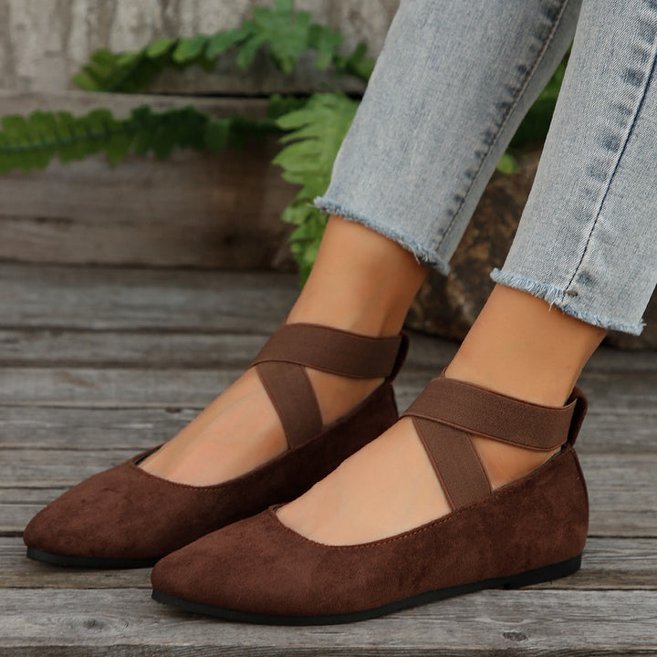 Women's Elastic Cross Strap Moccasins – Comfortable Slip-On Casual Shoes