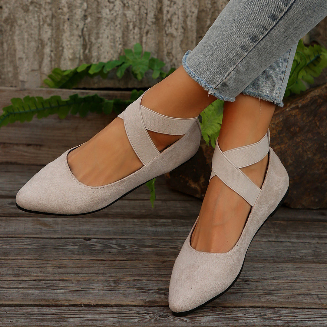 Women's Elastic Cross Strap Moccasins – Comfortable Slip-On Casual Shoes