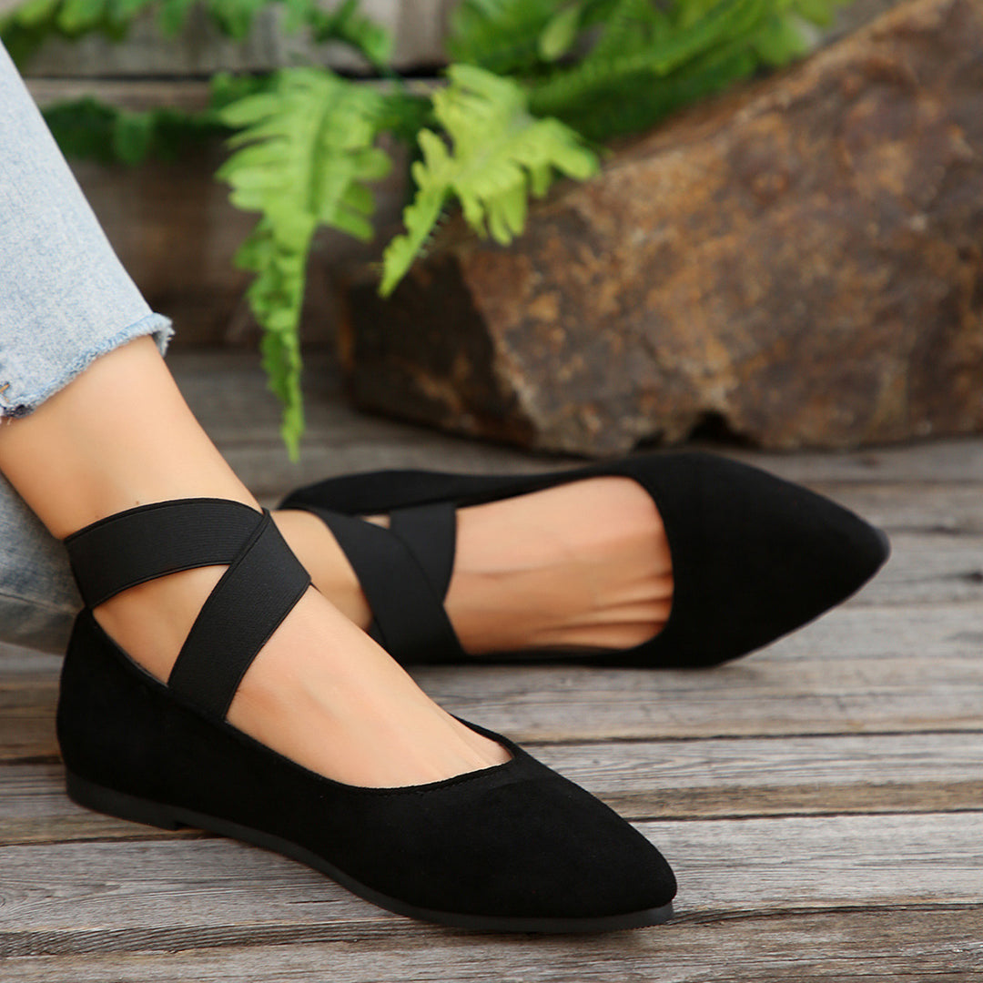 Women's Elastic Cross Strap Moccasins – Comfortable Slip-On Casual Shoes