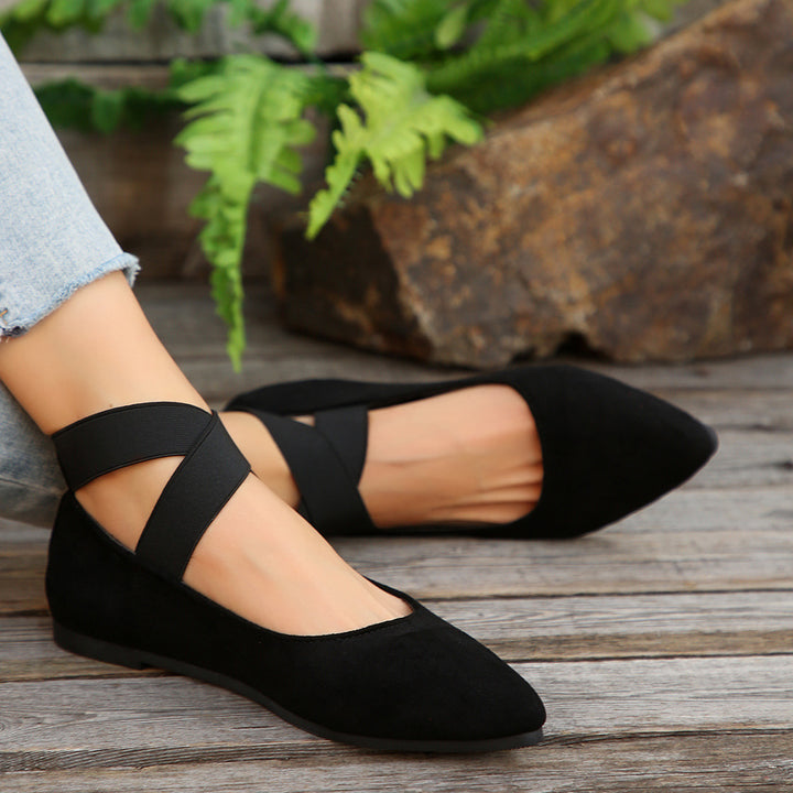 Women's Elastic Cross Strap Moccasins – Comfortable Slip-On Casual Shoes