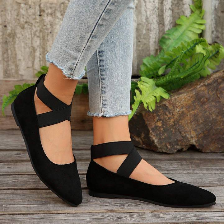 Women's Elastic Cross Strap Moccasins – Comfortable Slip-On Casual Shoes