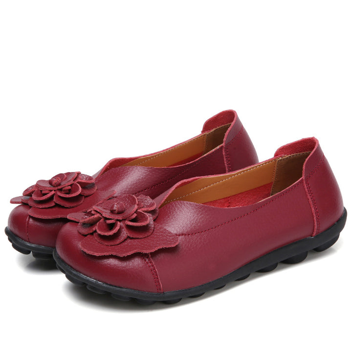 Women's Comfortable Leather Flat Shoes – Soft Sole & Everyday Support