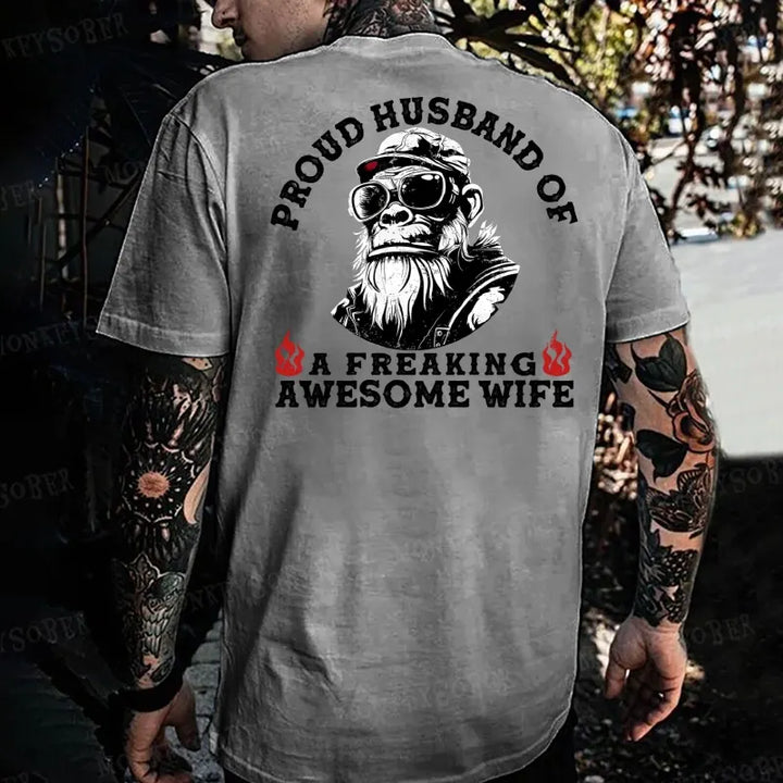 Proud Husband of a Freaking Awesome Wife Monkey T-shirt