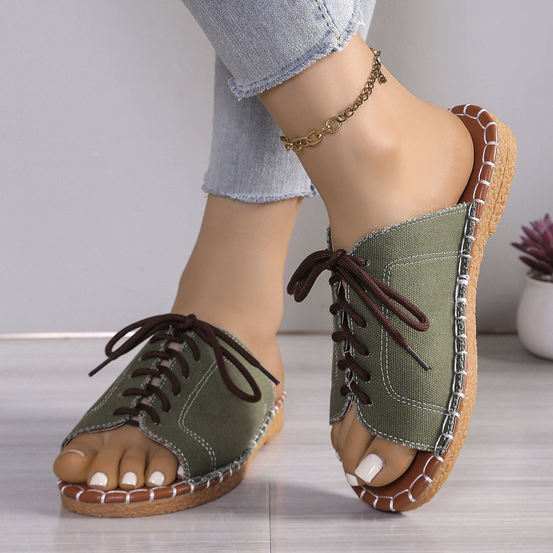 Boho Canvas Mule Sandals – Lightweight, Breathable & Easy to Slip On