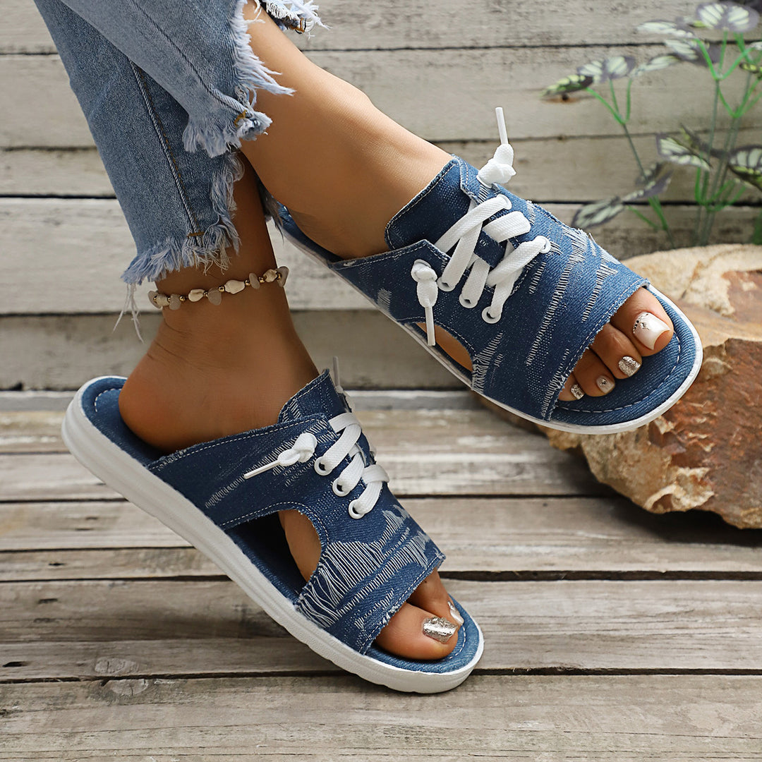 Comfort Denim Slip-On Sandals – Easy On, Easy Off, Comfortable All Day