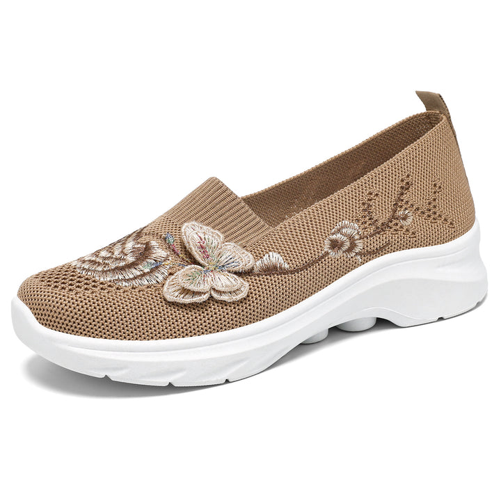 Breathable Mesh Walking Shoes for Women – Soft Embroidered Comfort Shoes