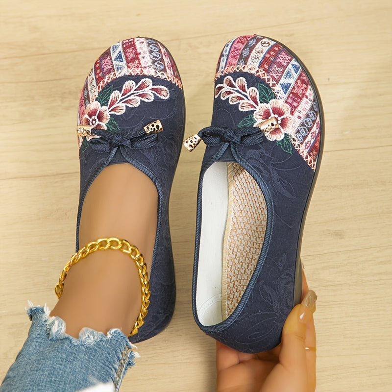 Women's Comfortable Embroidered Walking Flats-Autumn Vintage Floral Flats