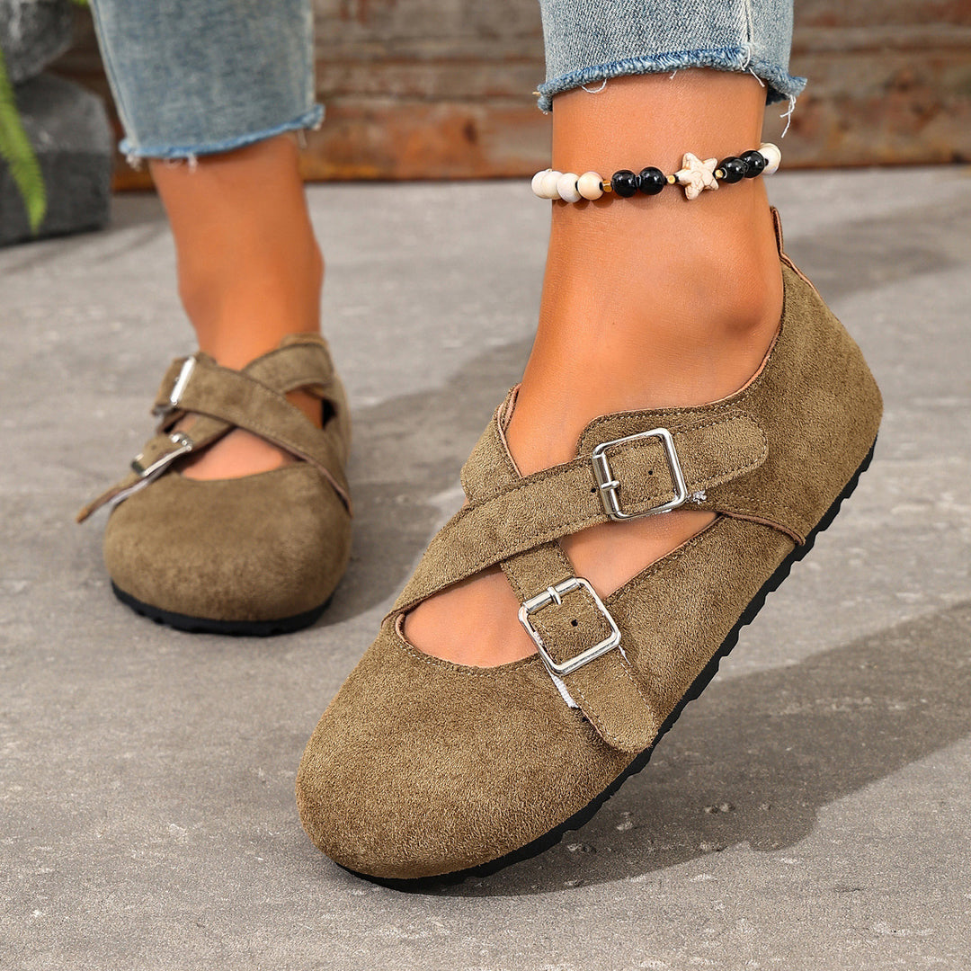 Women's Vintage Cross-Strap Comfort Flats