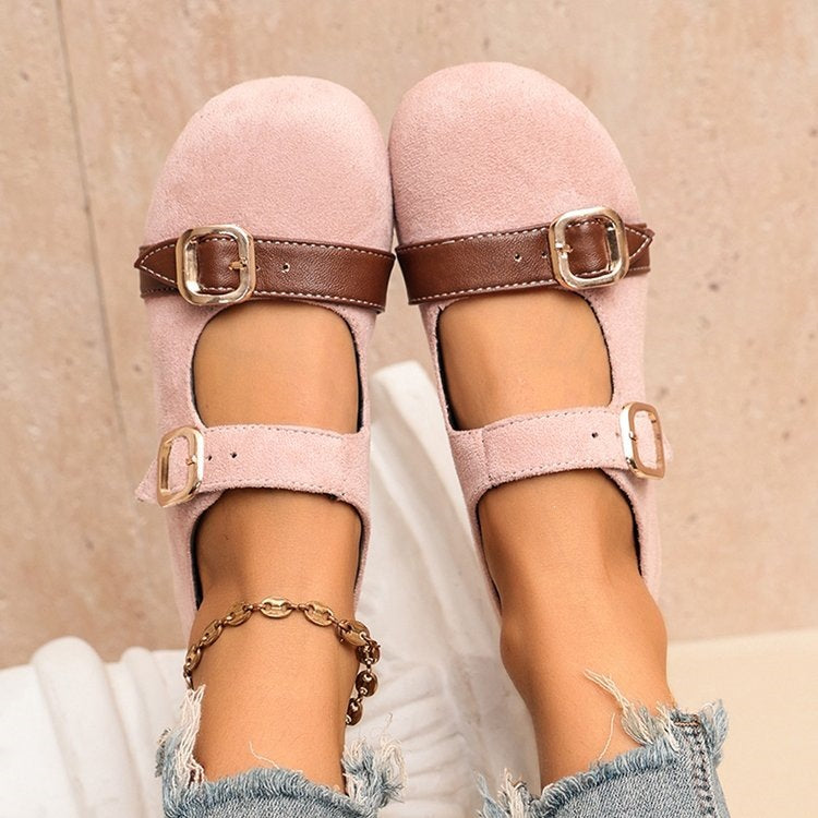 Women's Vintage Pink Mary Jane Comfort Flats