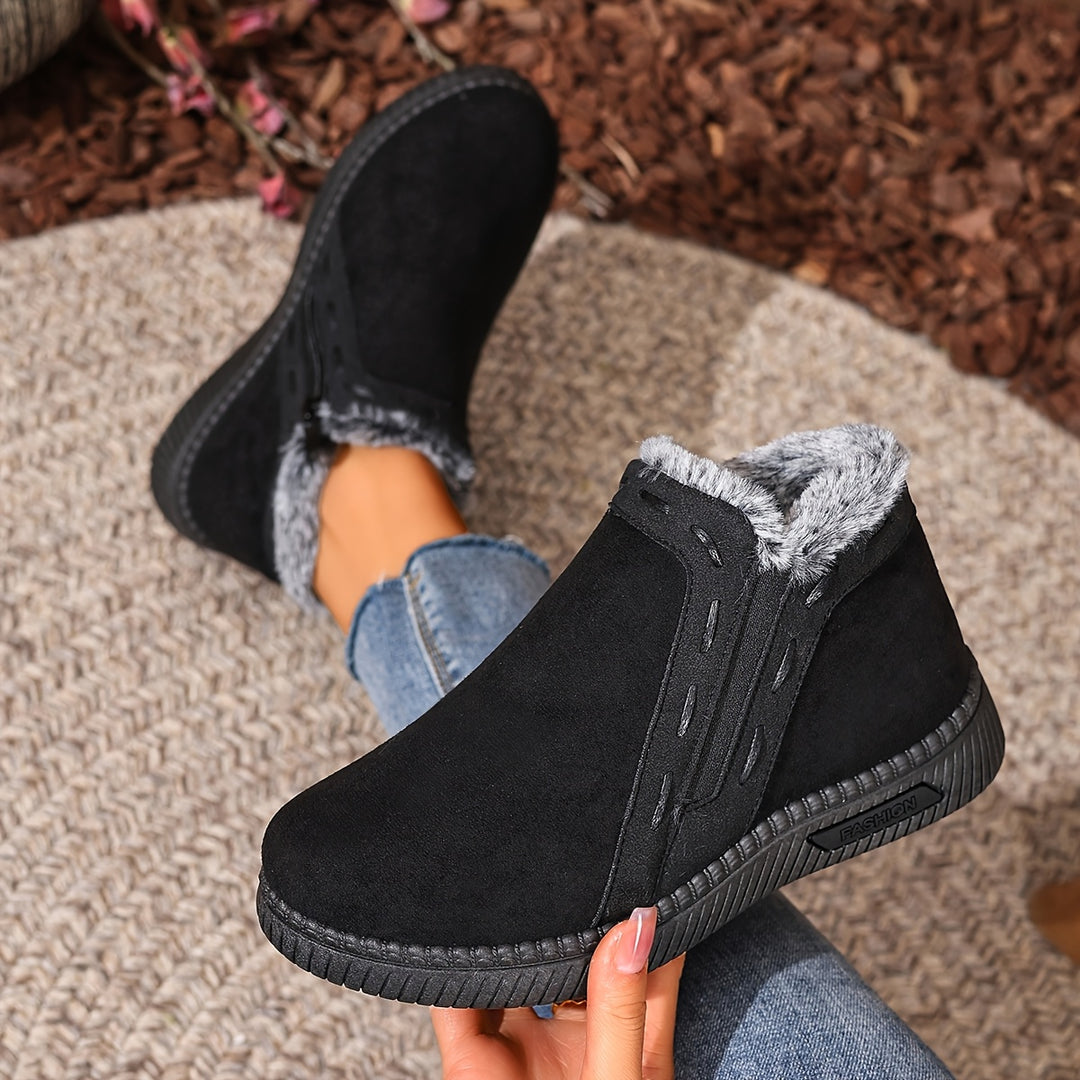 Women's Winter Comfort Shoes – Easy-On Casual Shoes with Zipper Closure