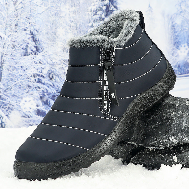 Women's Warm Winter Snow Boots – Fur-Collar Zip-Up Boots with Non-Slip Sole