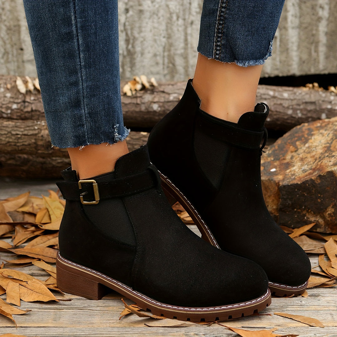 Women's Vintage Ankle Boots – Single-Buckle Strap Retro Comfort Boots