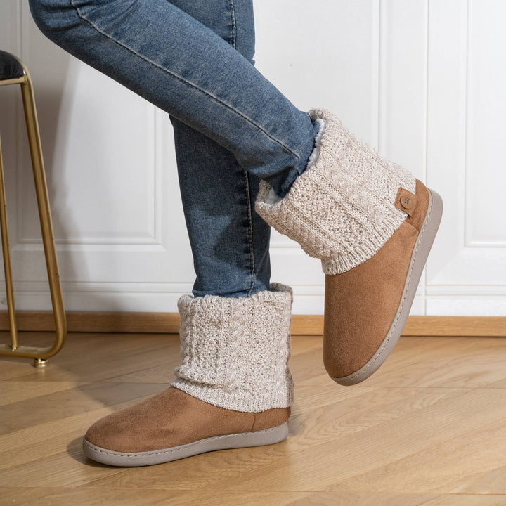 Women's Warm Knit Ankle Boots – Cozy Lined Short Boots for Fall & Winter