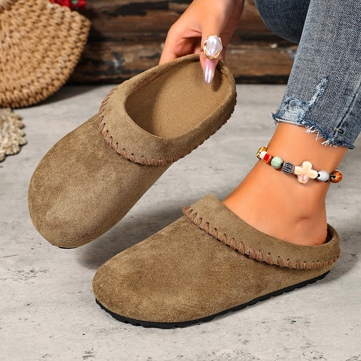 Women's Vintage Comfort Mules-Soft Round-Toe Shoes for Fall & Winter
