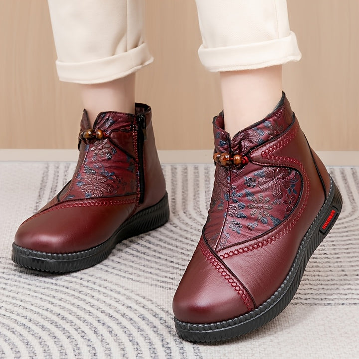 Women's Vintage Floral Winter Boots – Warm, Non-Slip & Comfortable Fit