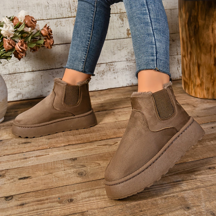 Women's Warm Slip-On Ankle Boots – Non-Slip Winter Comfort Footwear