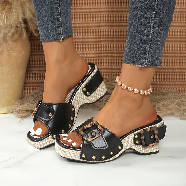 Women's Platform Sandals – Comfortable Summer Shoes with Rivet Detail